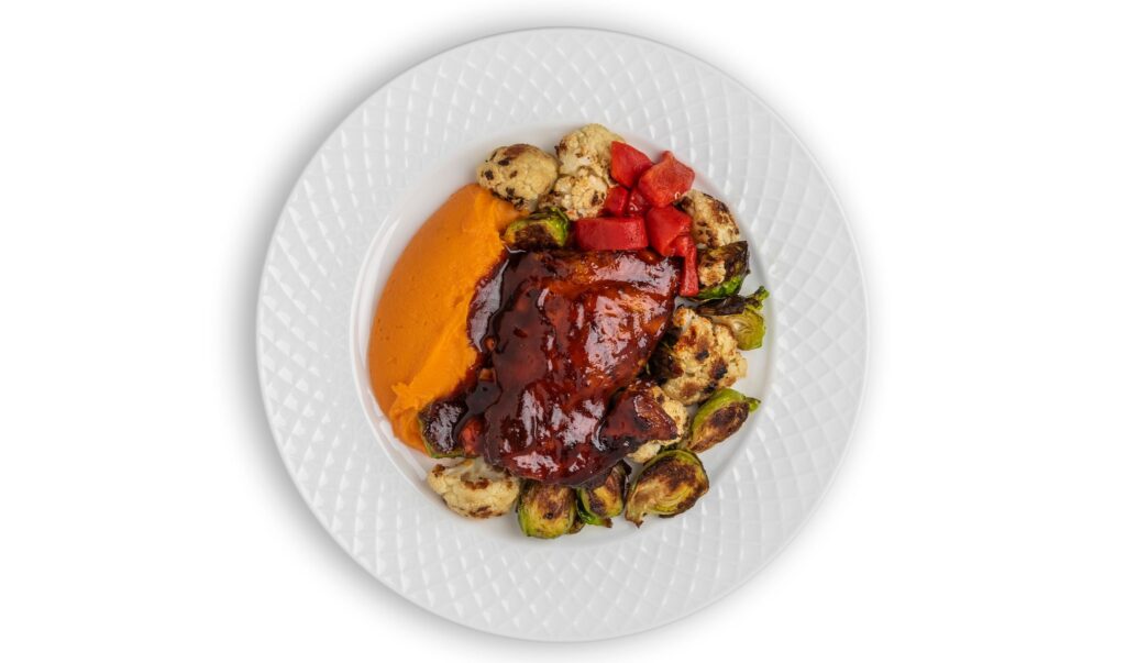 Apricot BBQ Glazed Chicken | MychewIQ prepared meals - certified humane chicken